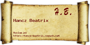 Hancz Beatrix névjegykártya